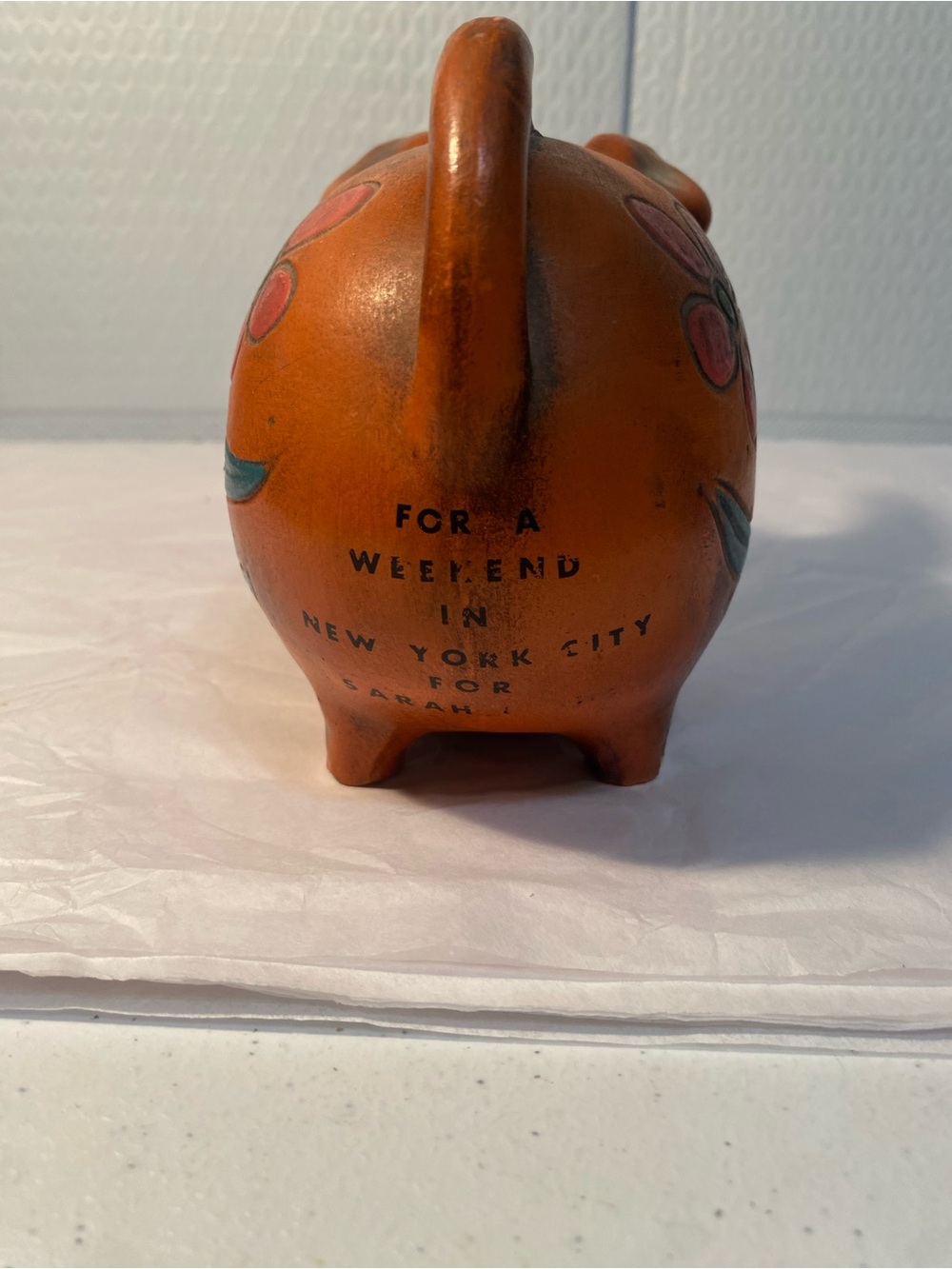 Vintage Chalk Ware Hand Painted Piggy Bank - Picture 3 of 7